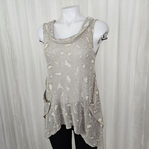 Inizio Italy Beige Knit Sleeveless Top Cowl Neck Size Medium